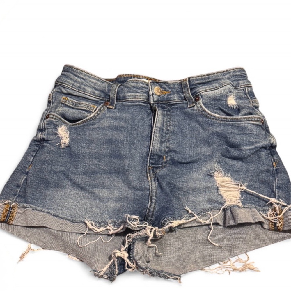 Distressed Blue Denim Shorts